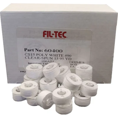 Pre-Wound Fil-Tech White Embroidery Bobbins, Box of 80
