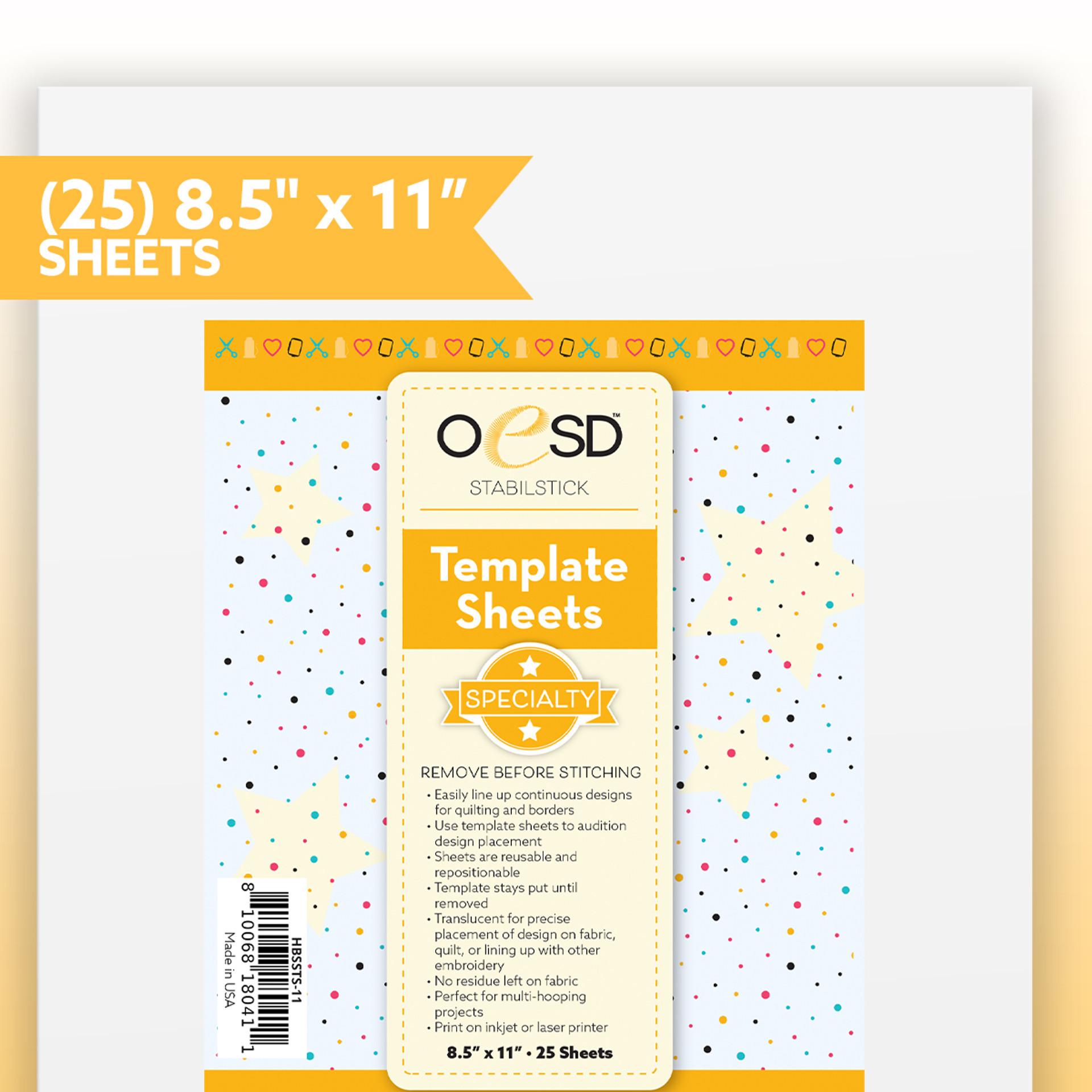 OESD StabilStick Template Sheets - 8.5" x 11"
